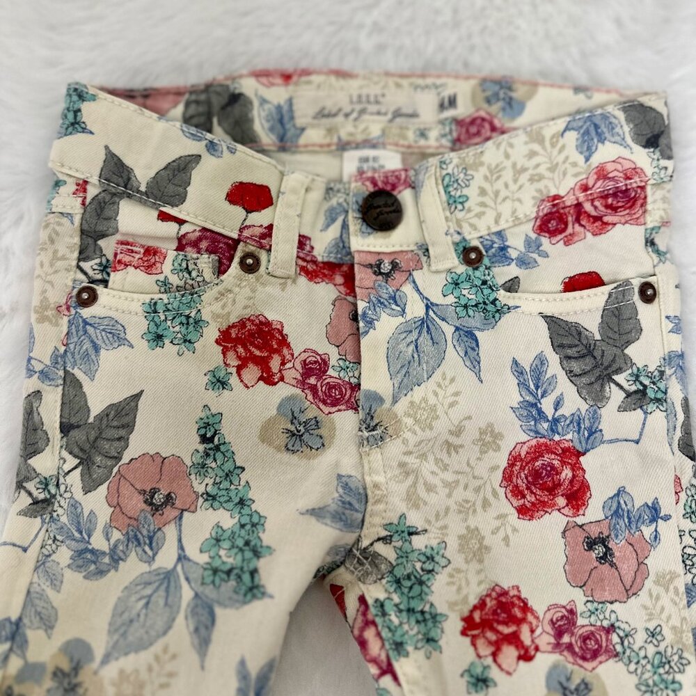 H&M Baby Floral Print Skinny Jeans – Cream Multi - Picture 2 of 11